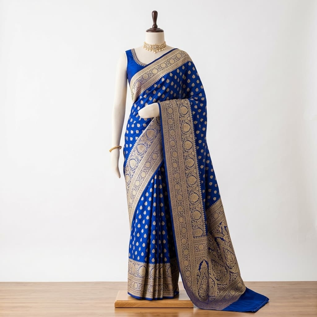 Royal Blue Silk Banarasi Saree